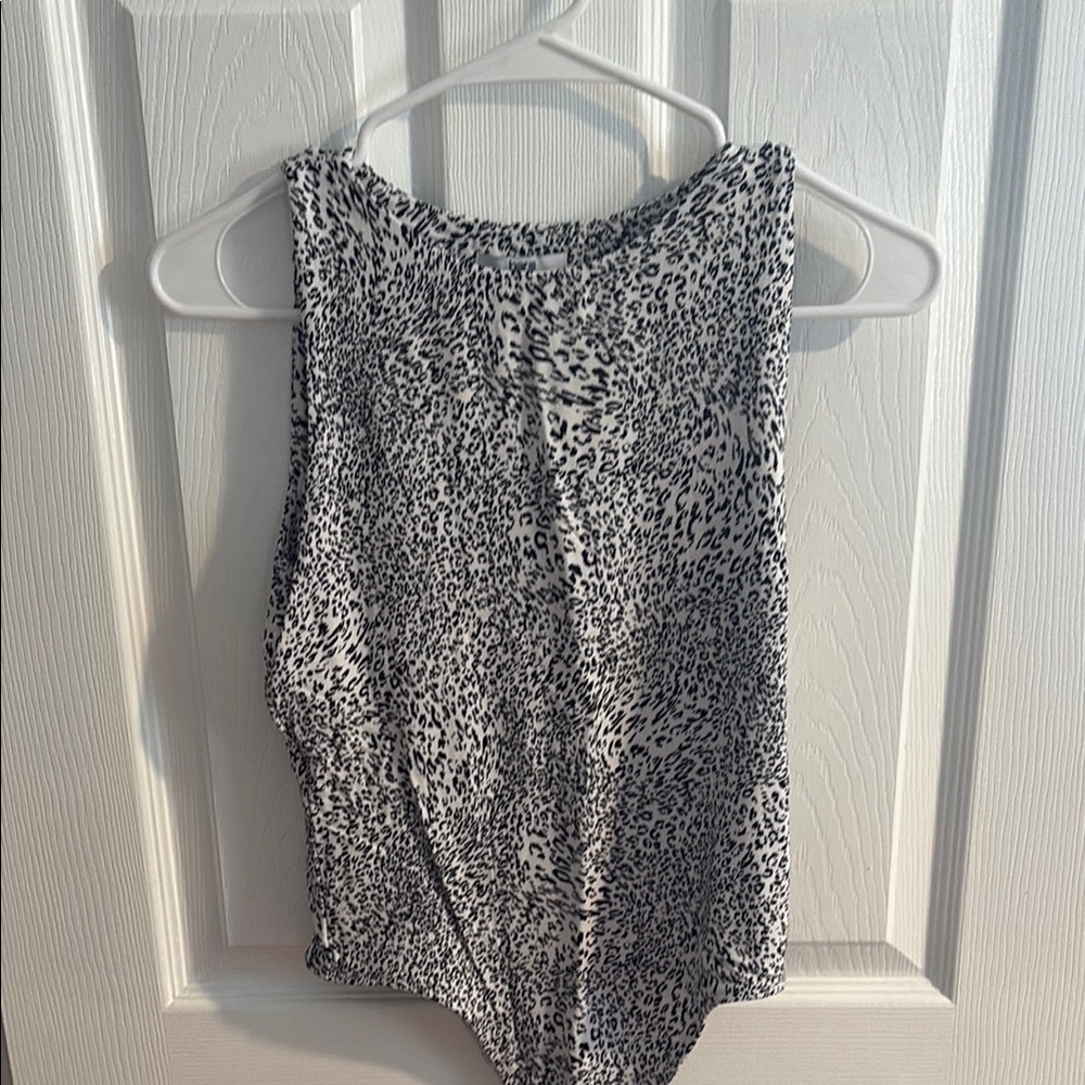 Bar III Silver Sleeveless Fitted Bodysuit